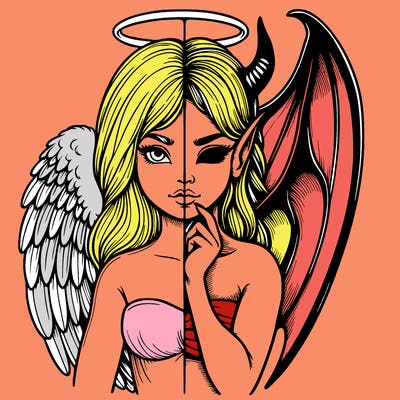 realistic angel half demon