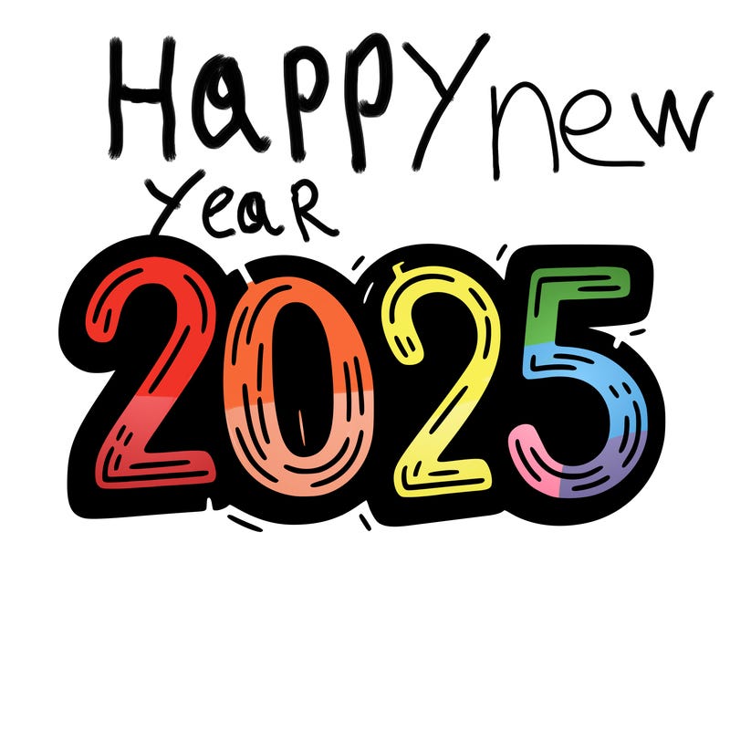 one line scrawled numbers sketch design “2025”