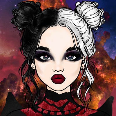 realistic girl with two buns in hair and lips