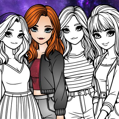 a group of girls realistic
