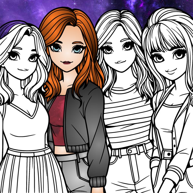 a group of girls realistic