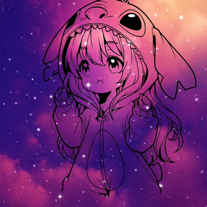 anime girl in a stitch onsie