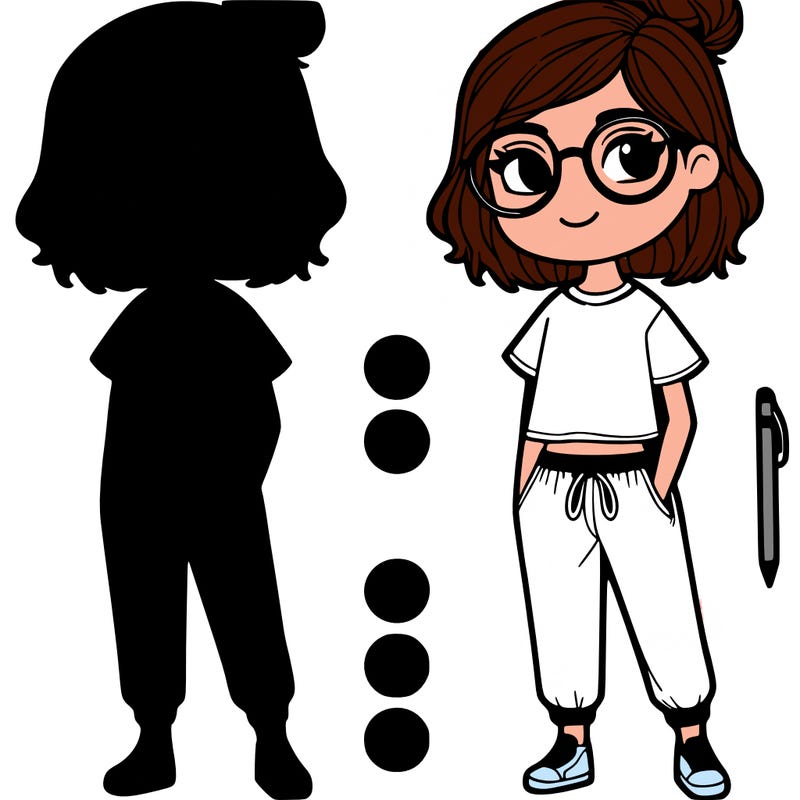 lady with glasses t-shirt and sweat pants