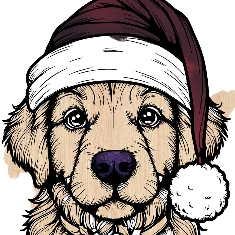 realistic dog with a christmas hat
