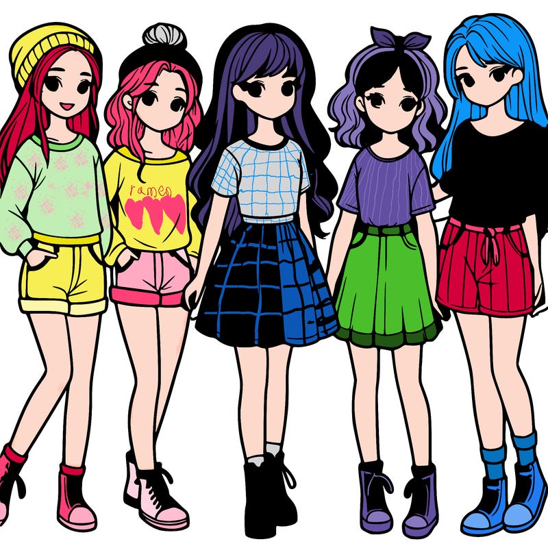 a group of five girls