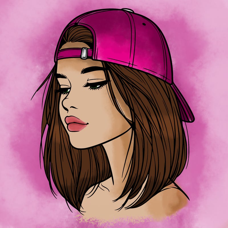 realistic  girl with a backwards hat