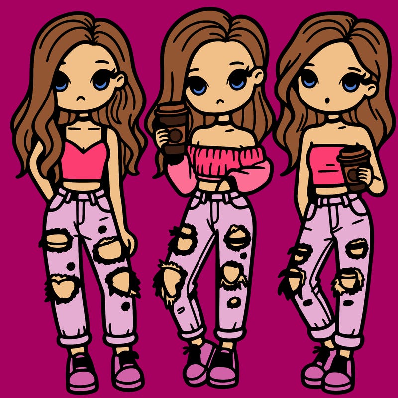 girls that are wearing ripped jeans holding a coffee