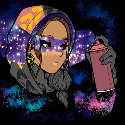 a realistic girl, spray painting