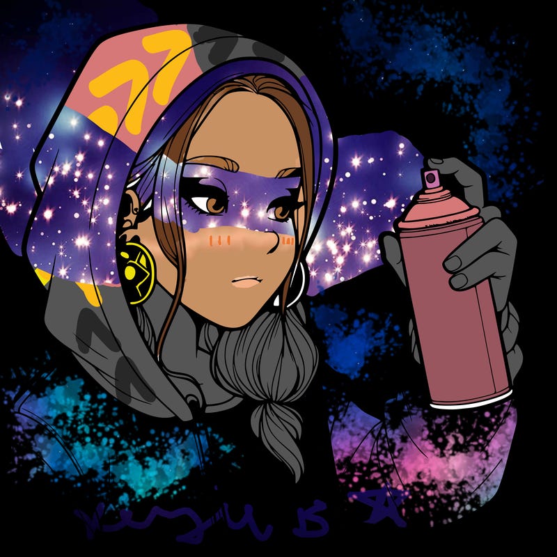 a realistic girl, spray painting