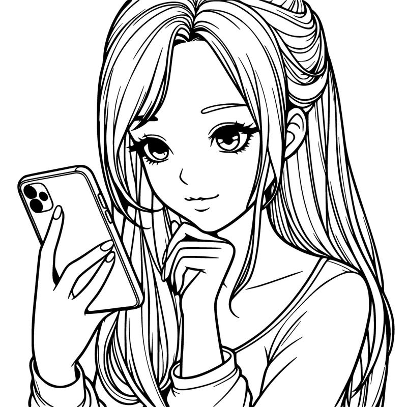 realistic girl with a  iphone