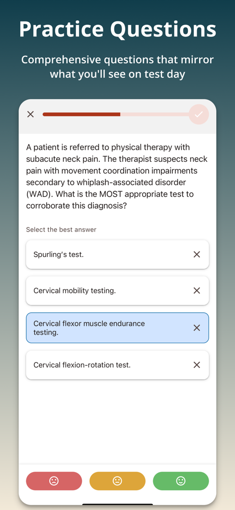 PSI Test Prep - PSI Test Prep app practice question screen with multiple choice answers
