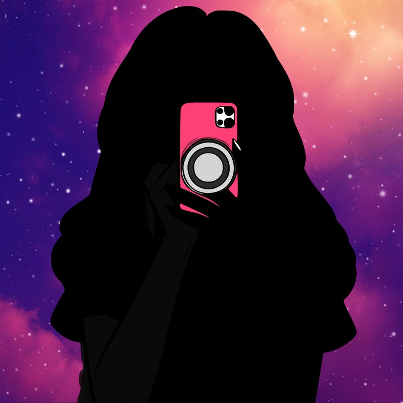 a realistic girl holding her phone taking pictures