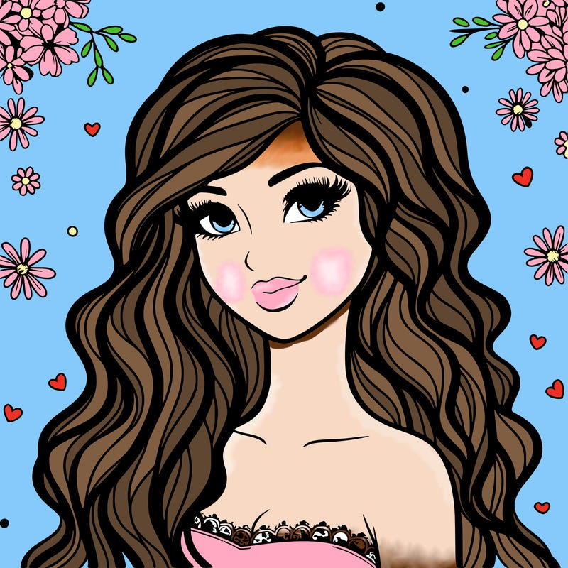 pretty woman with long wavy hair