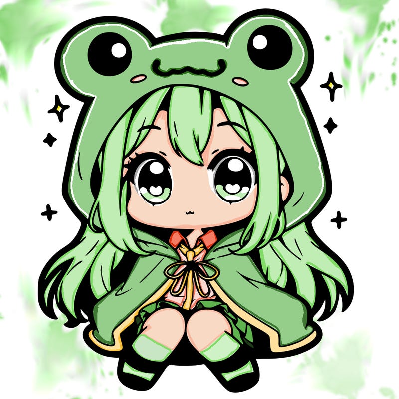 chibi girl with frog hoodie