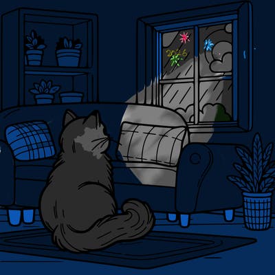 a cat sitting on a couch looking out the window