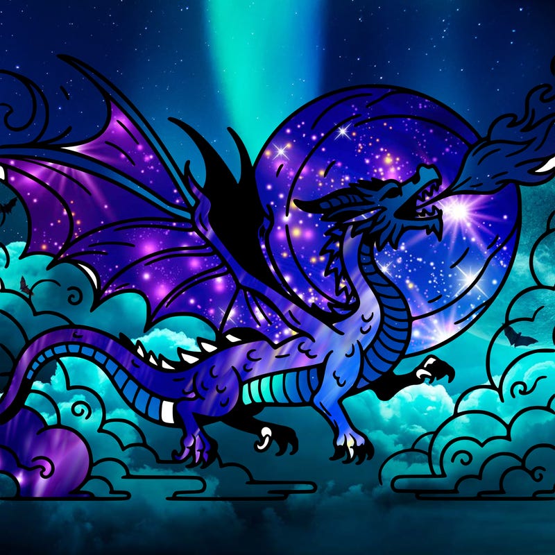 a dragon in the air that breathes fire