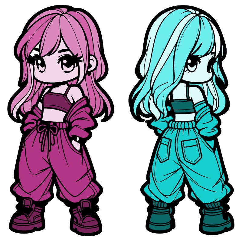 girl in crop top and baggy pants