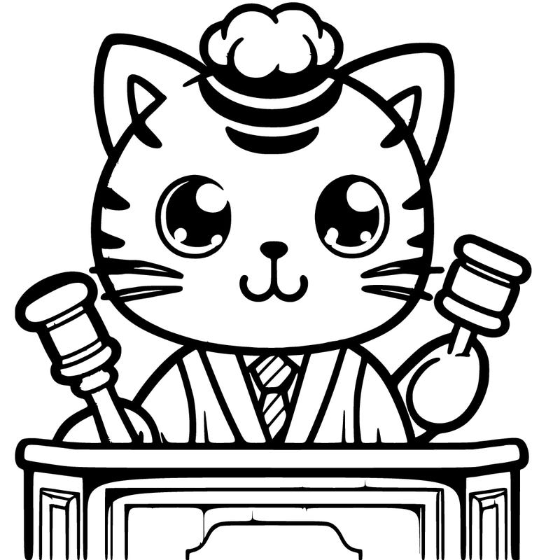 cute cat who is a judge in a court of law