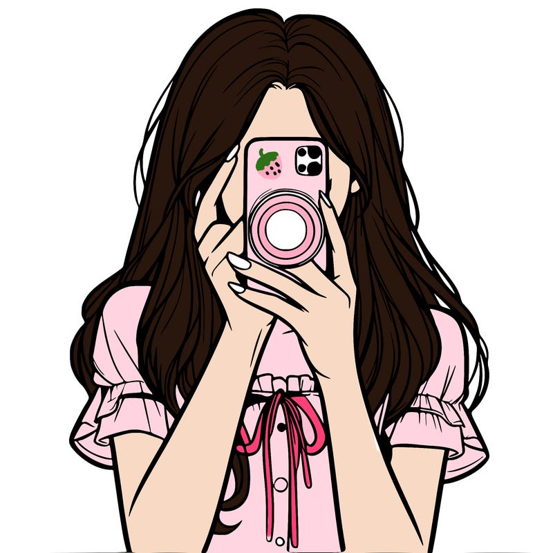 a realistic girl holding her phone taking pictures