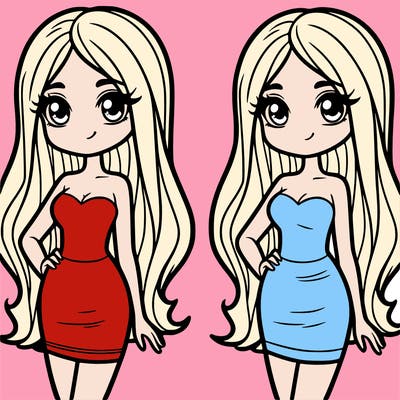 girl with long hair and tight dress