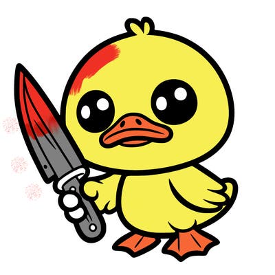 cute duck with knife