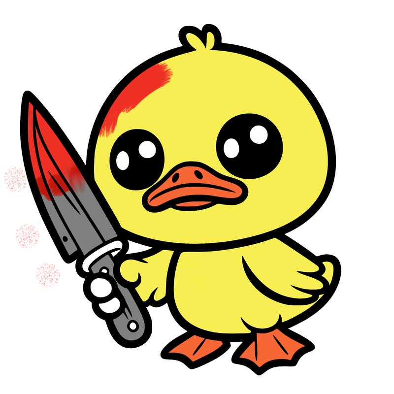 cute duck with knife