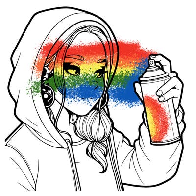 a realistic girl, spray painting