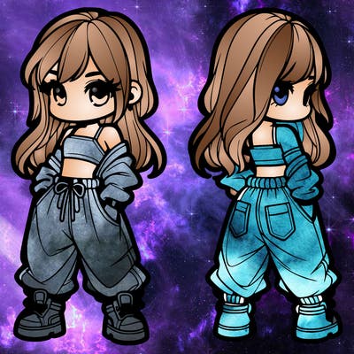 girl in crop top and baggy pants