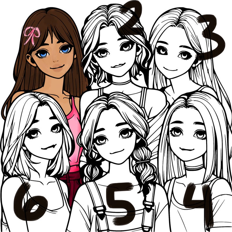 a group of girls realistic