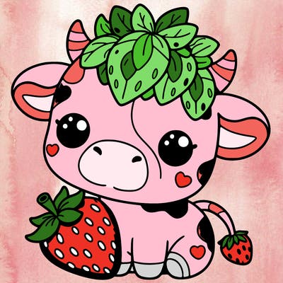 cute strawberry cow