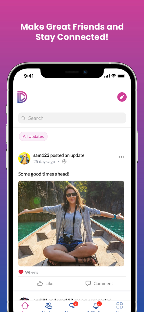 Disability Club - Screenshot of the Disability Club social media feed showing a user post with a photo and engagement options