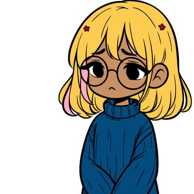 sad girl with glasses in a sweater