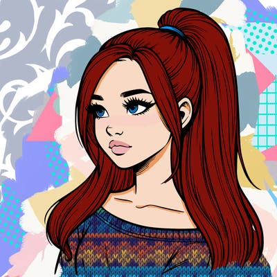 realistic girl with a high ponytail