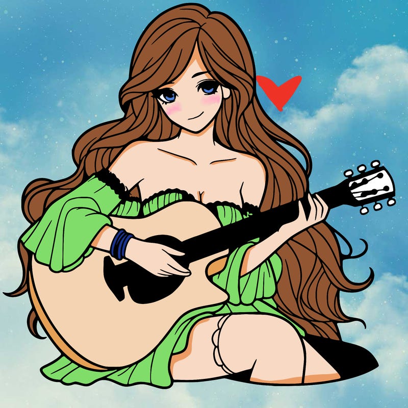 beautiful girl playing the guitar