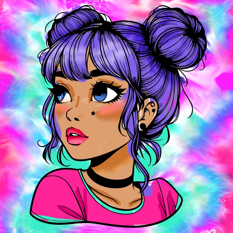 realistic girl with spacebuns