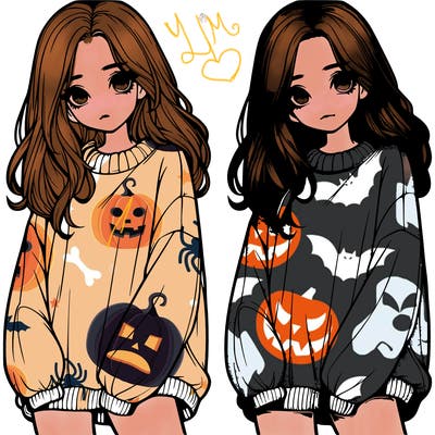 realistic girl with baggy sweater