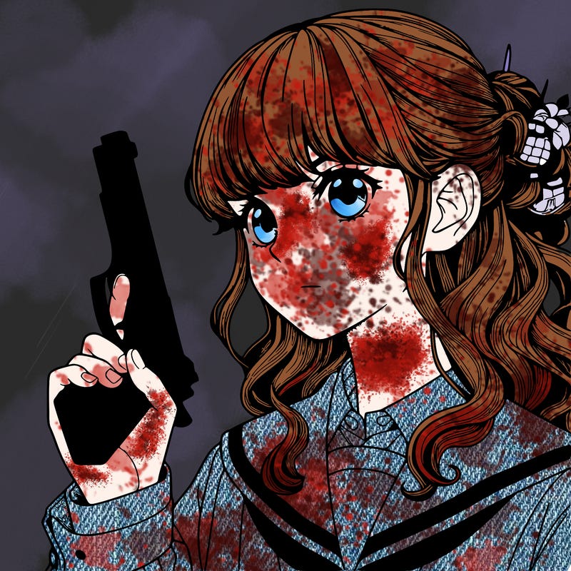 realistic manga girl with gun