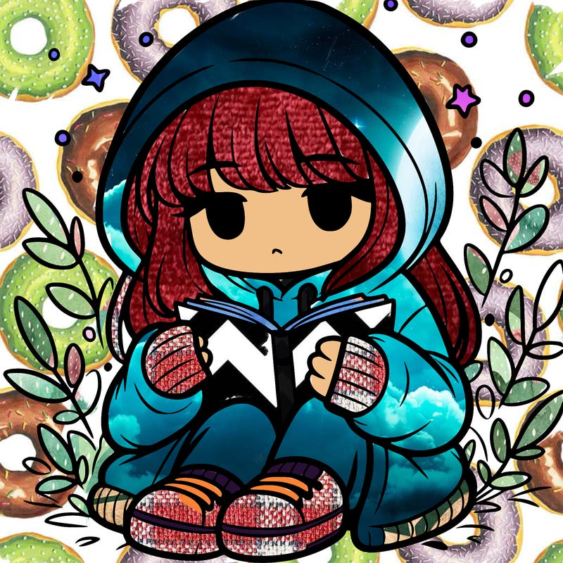 girl in oversized hoodie reading a book