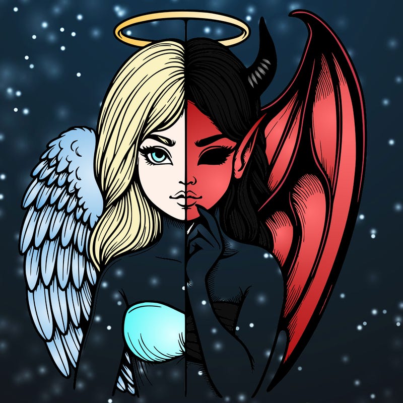 realistic angel half demon
