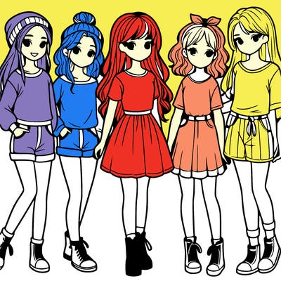 a group of five girls