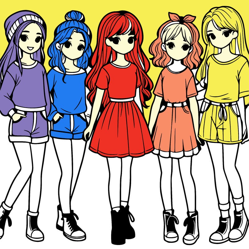 a group of five girls