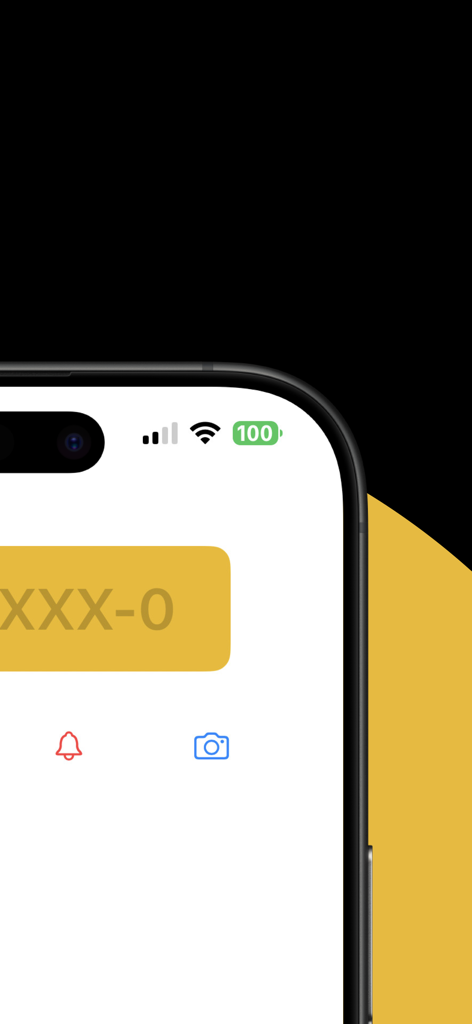 Tela do aplicativo Kenteken Scanner mostrando matrícula e ícone da câmera