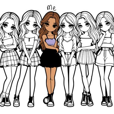 a group of girls realistic