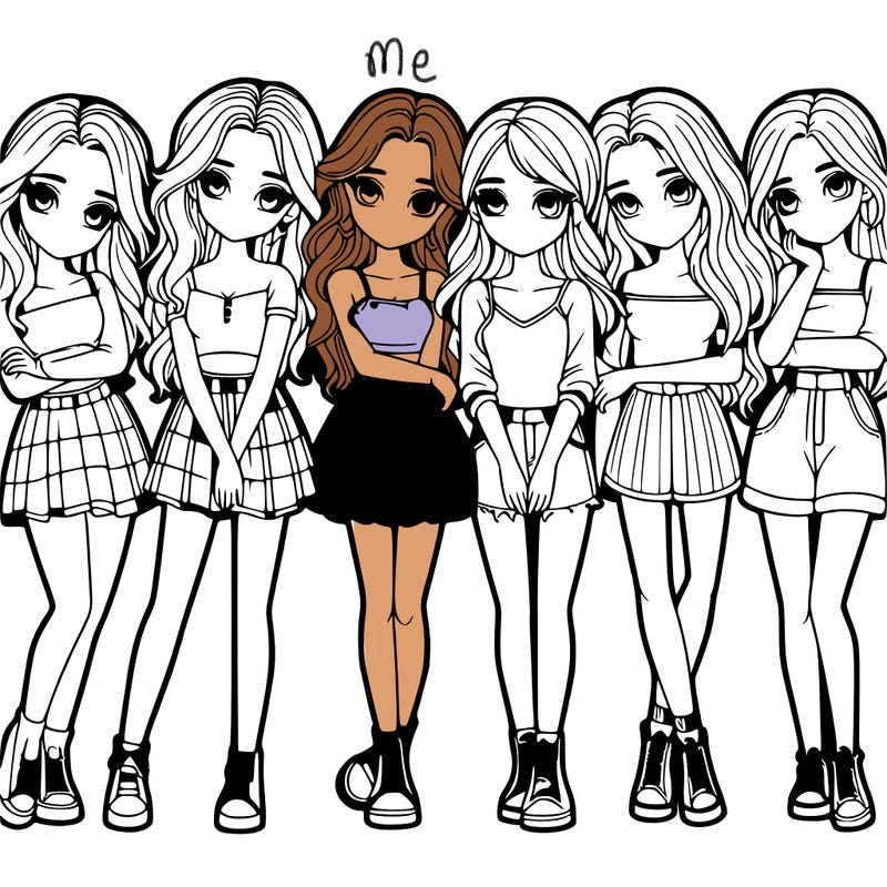 a group of girls realistic