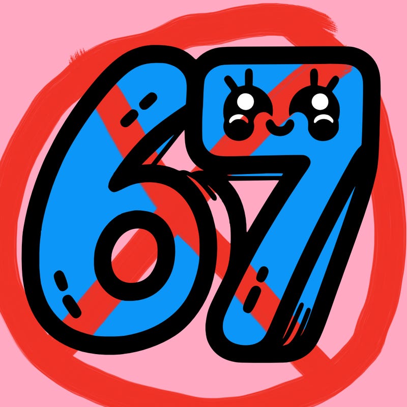 the numbers 67