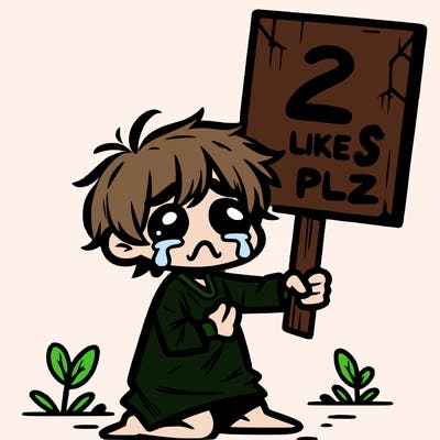 small poor toddler crying with sign that says 2 like plz