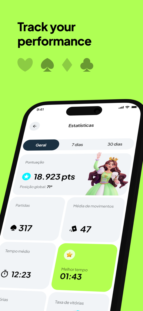 A smartphone screen displaying player performance statistics and high scores for Spider Solitaire.