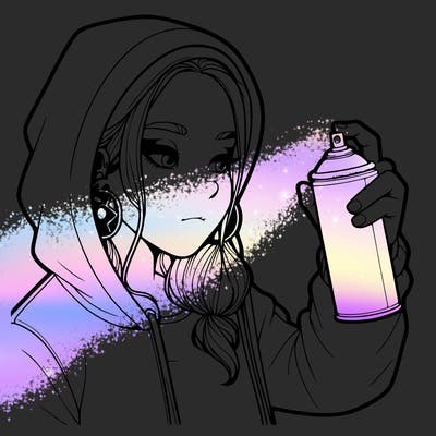 a realistic girl, spray painting