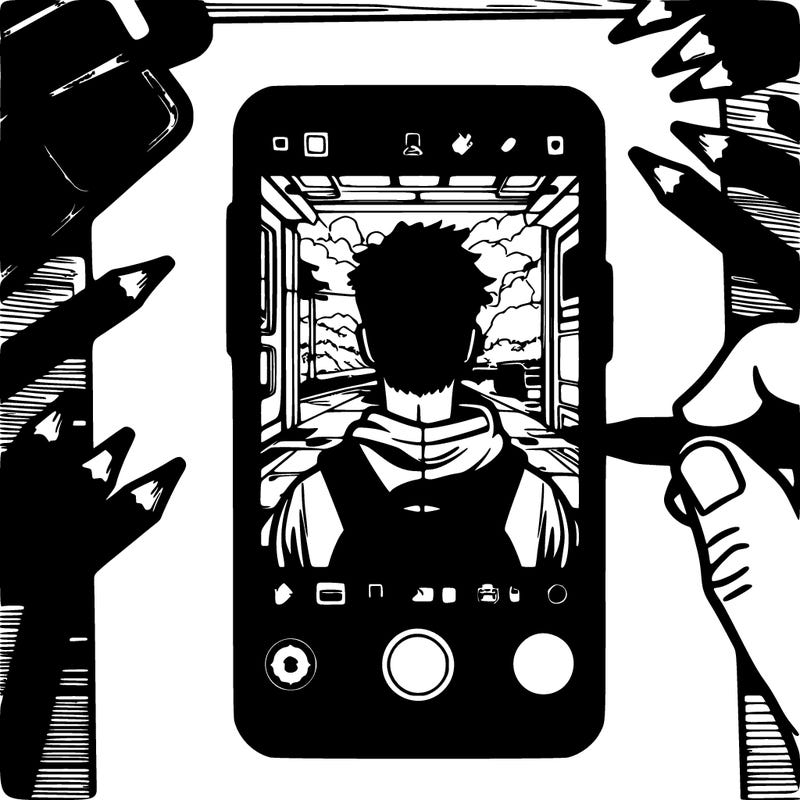 i want a picture that looks like you’re in the picture and you’re on your phone (your phone is blank