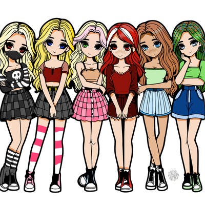 a group of girls realistic